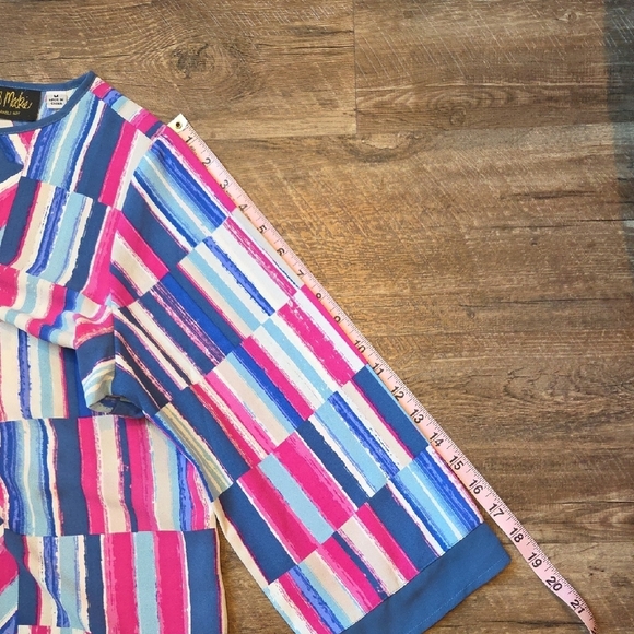 Bob Mackie Wearable Art In Pink and Blue Abstract 3/4 Sleeve Tunic Women's M - Picture 8 of 9